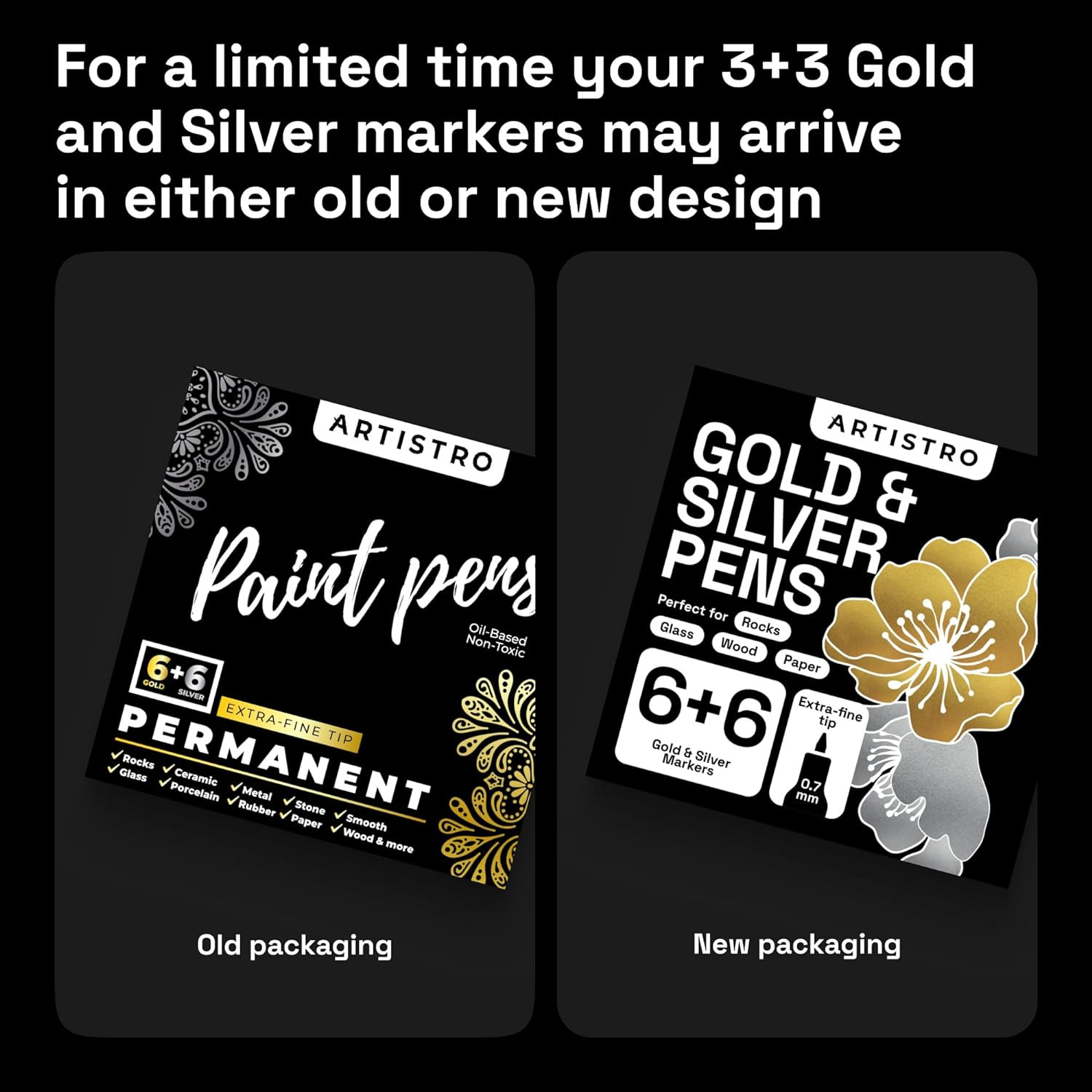 12 Oil-Based Gold & Silver Paint Pens- 0.7Mm Extra-Fine Markers for Tire, Wood,