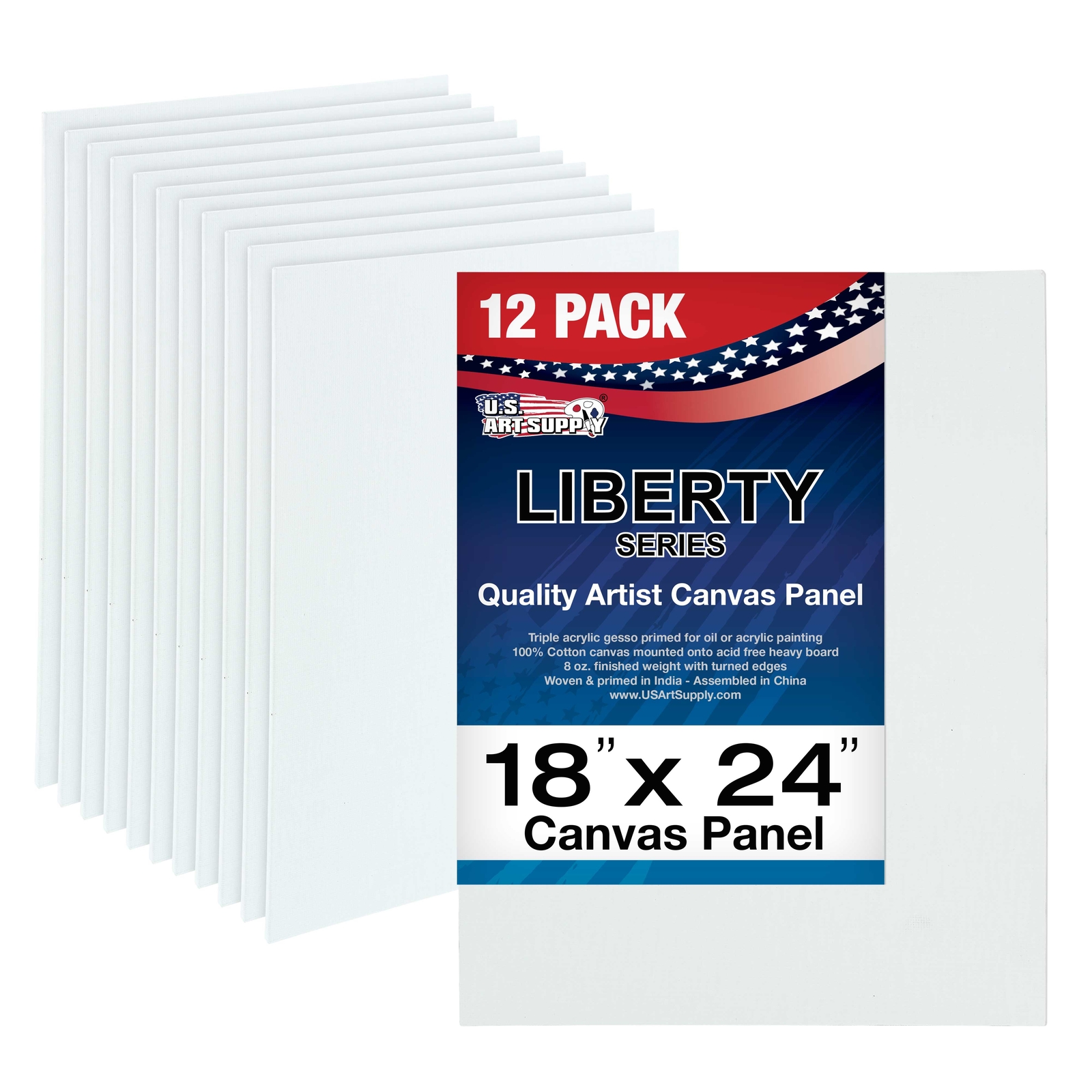 Blank Cotton Canvas Panels 18″x24″ 12 PK Mounted Art Boards Paint Supplies Craft