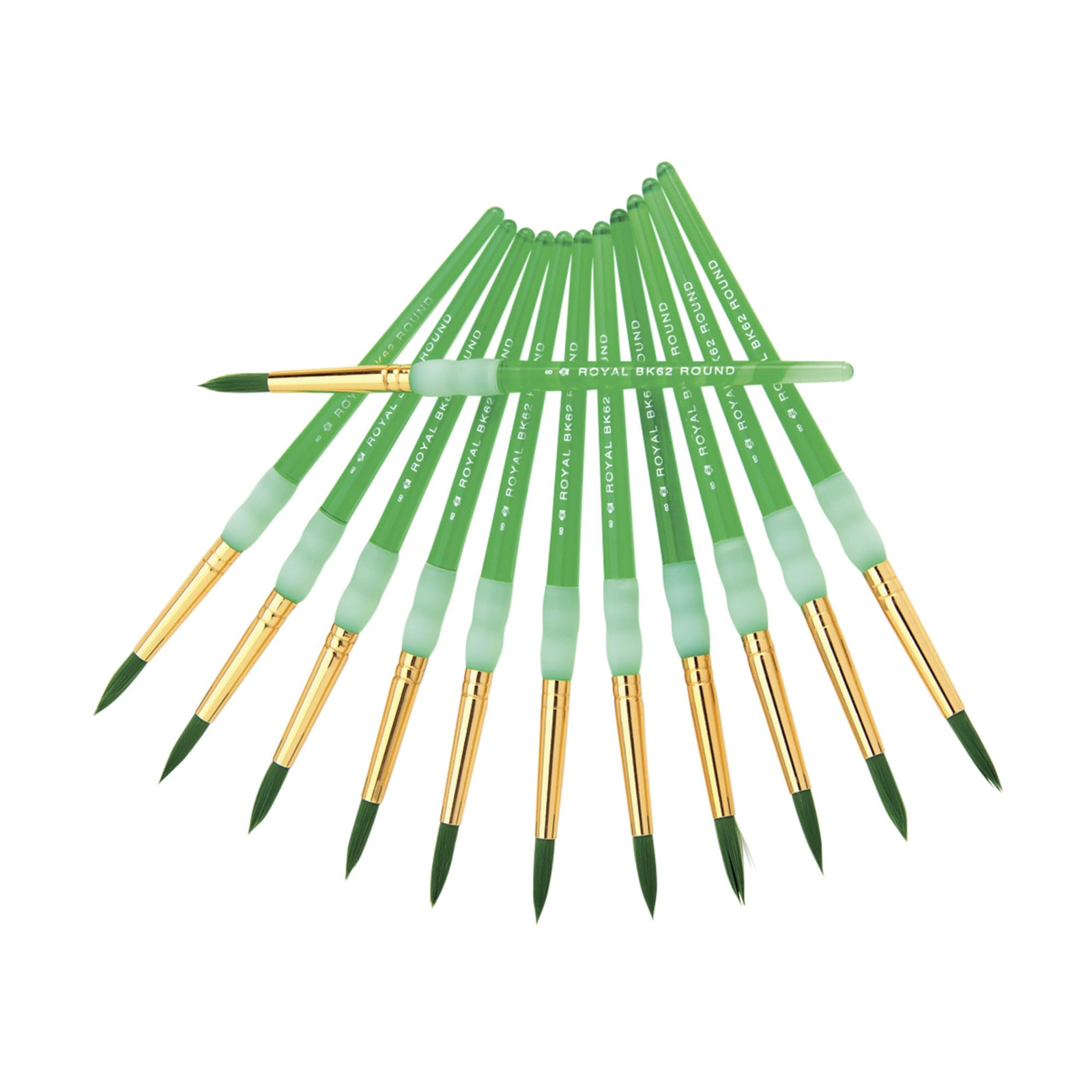 Royal Brush Size 8 Green Paint Brushes Pack of 12 for Art Classroom Studio