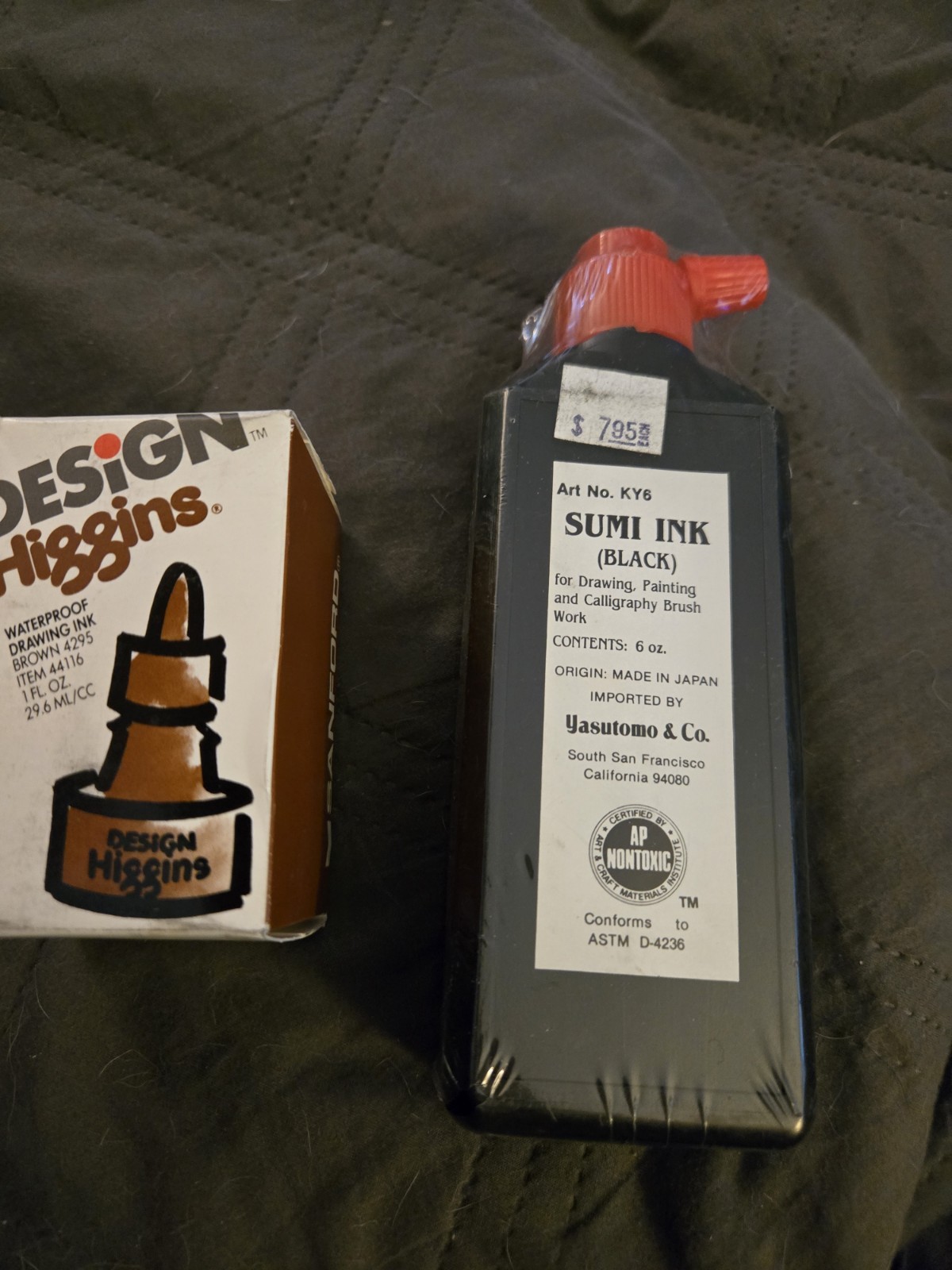 NEW Yasutomo Black Sumi Ink 6 Oz and Higgins Brown Ink 1 Oz NIP FREE SHIPPING