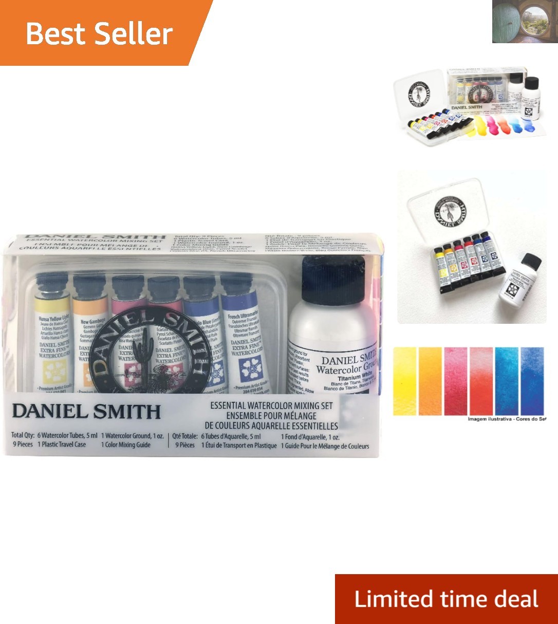 Essentials 9-Piece Watercolor Paint Set with Titanium White Ground for Artists