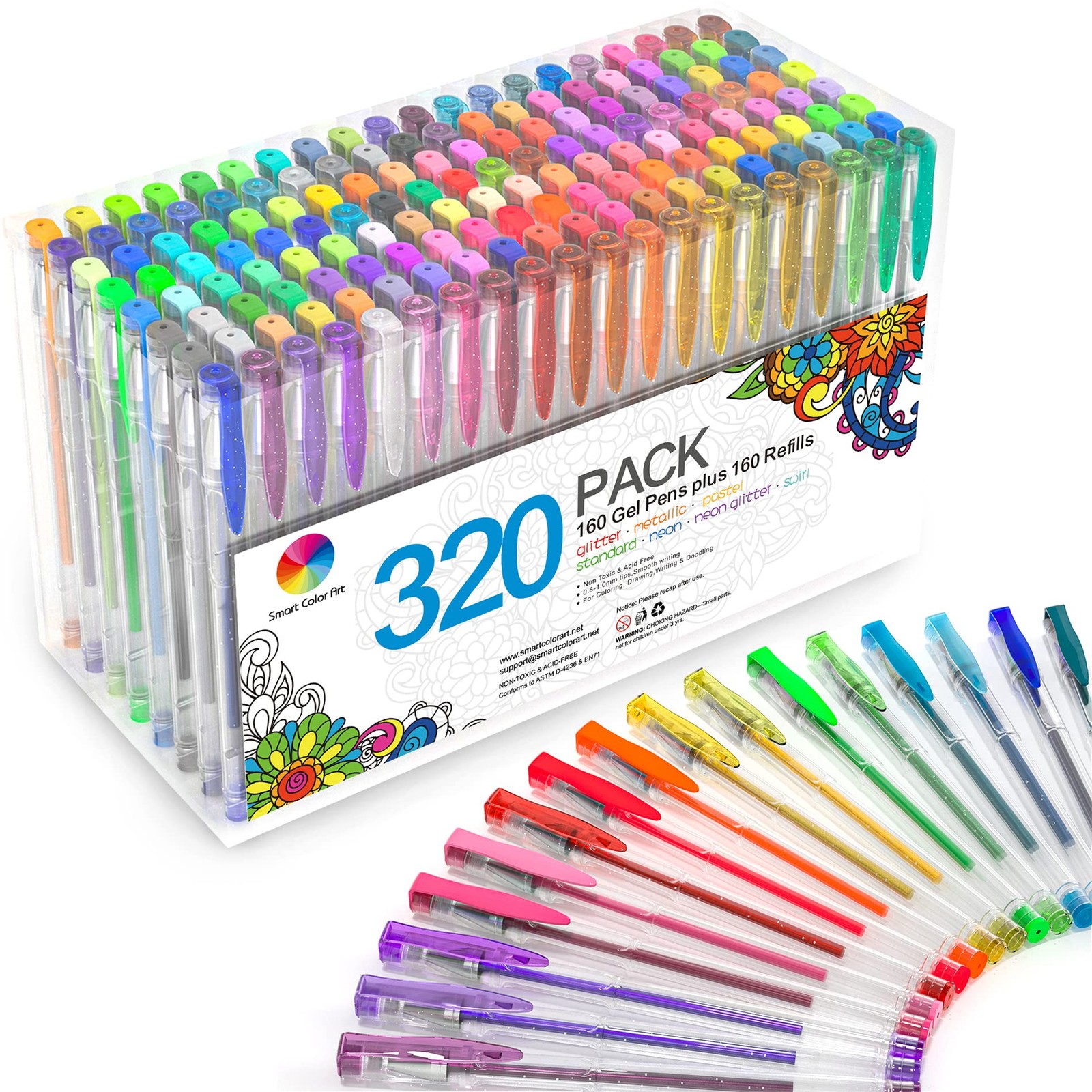 320 Pack Gel Pens Set, Smart Color Art 160 Colors Gel Pen