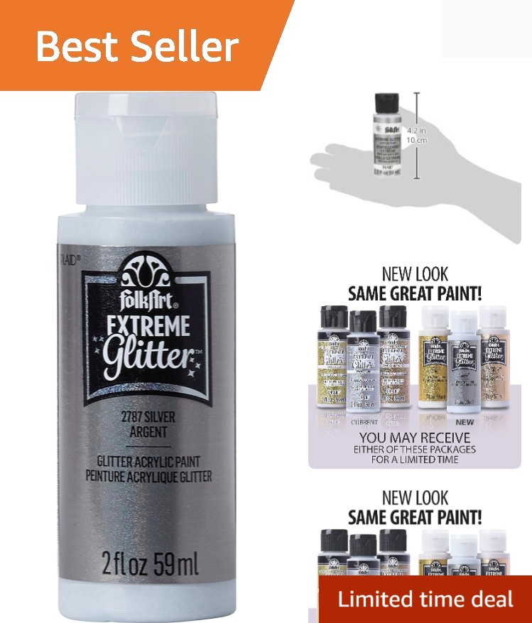 Extreme Glitter Acrylic Paint in Assorted Colors 2 oz, , Silver