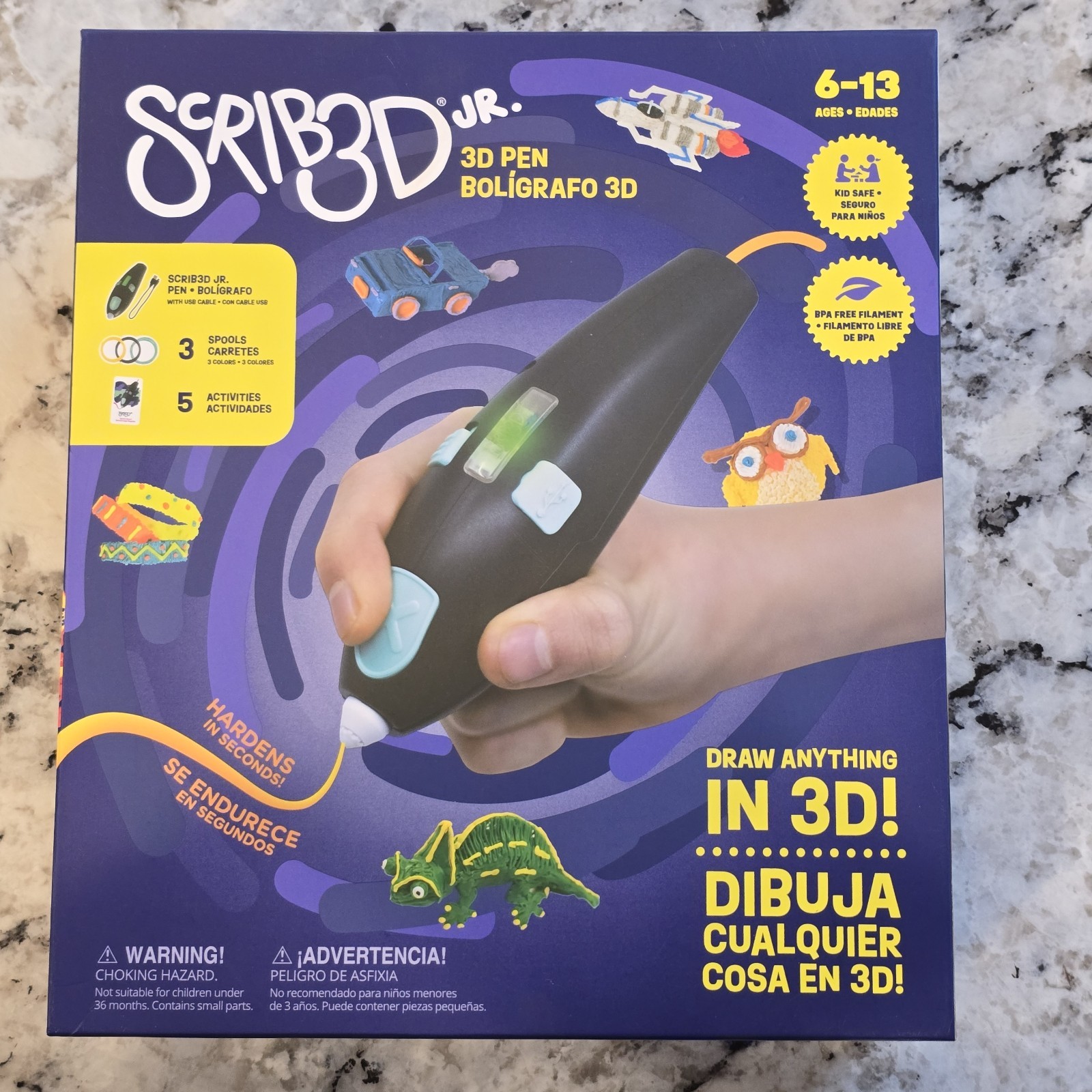 SCRIB3D Junior 3D Printing Pen Set for Kids with Filament, Activity Guide. New!