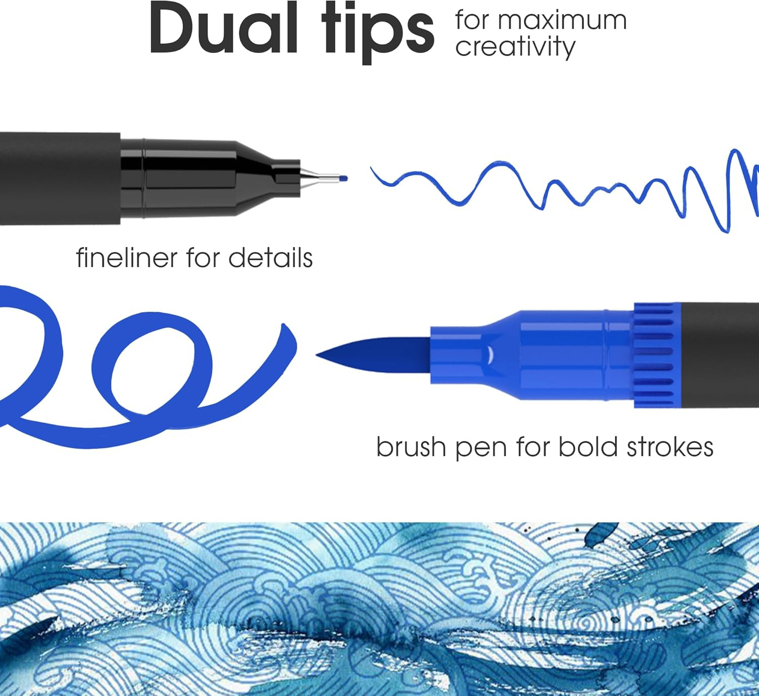 120 Watercolor Markers Set | Water Color Pens with Brush & Fineliner, Water-Base