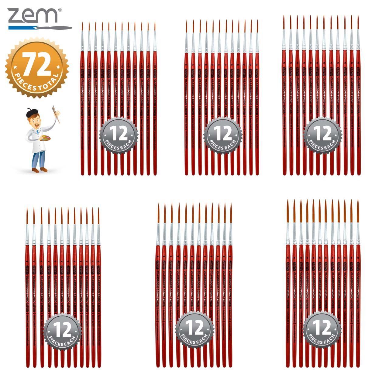 CLB-6 Classroom Artist Brush Box Set | Liners 72 pcs