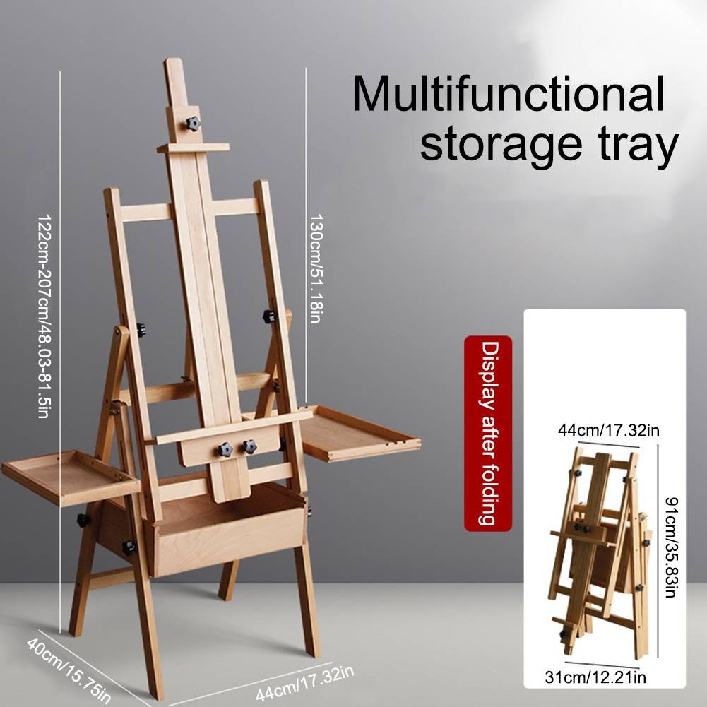 59 Inch Wood Studio Artist Easel Beech Wood Painting Art Easel Standing H-Frame