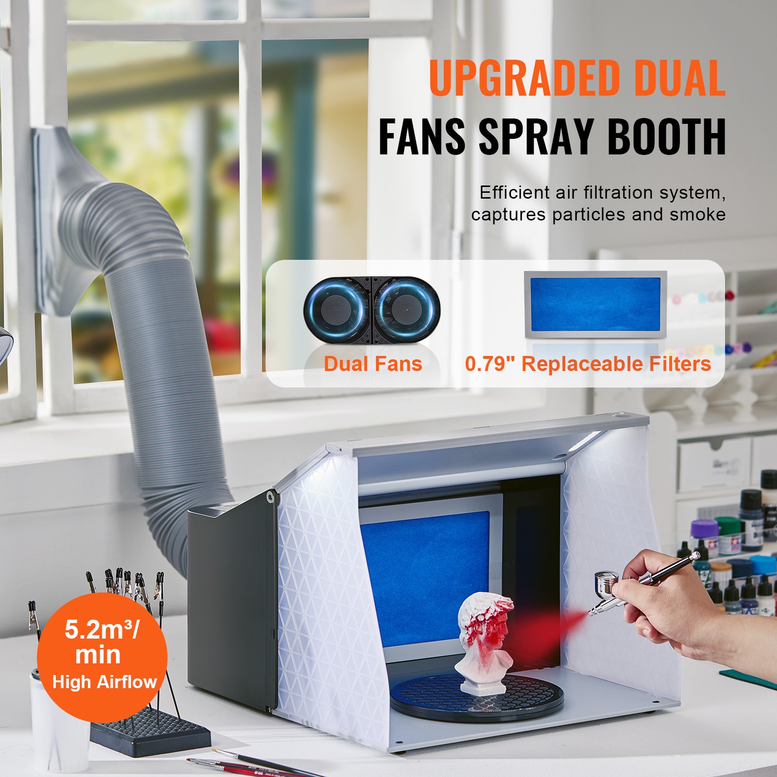VEVOR Airbrush Spray Booth Portable Hobby Airbrush Paint Spray Booth Dual Fans