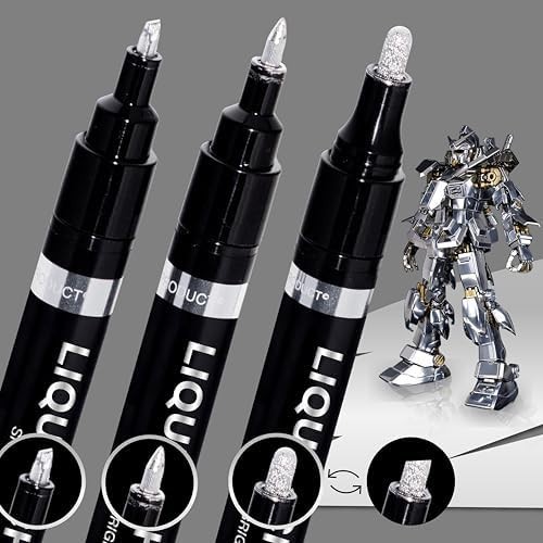 3PK Liquid Chrome Markers Set, Permanent Mirror Pens for Plastic, Metal, Art