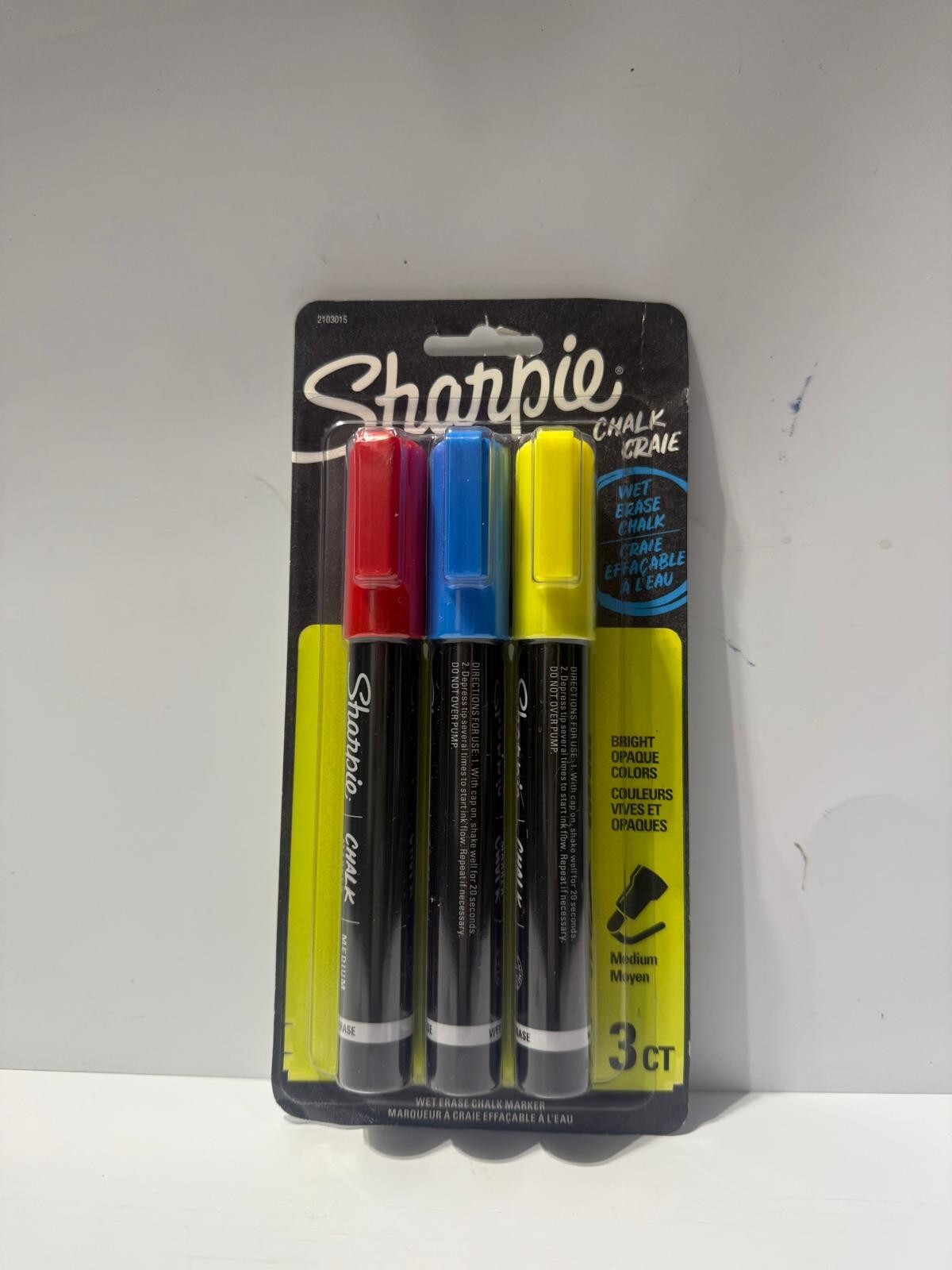 Sharpie Wet Erase Chalk Marker 3/Pkg-Primary – Blue, Red & Yellow