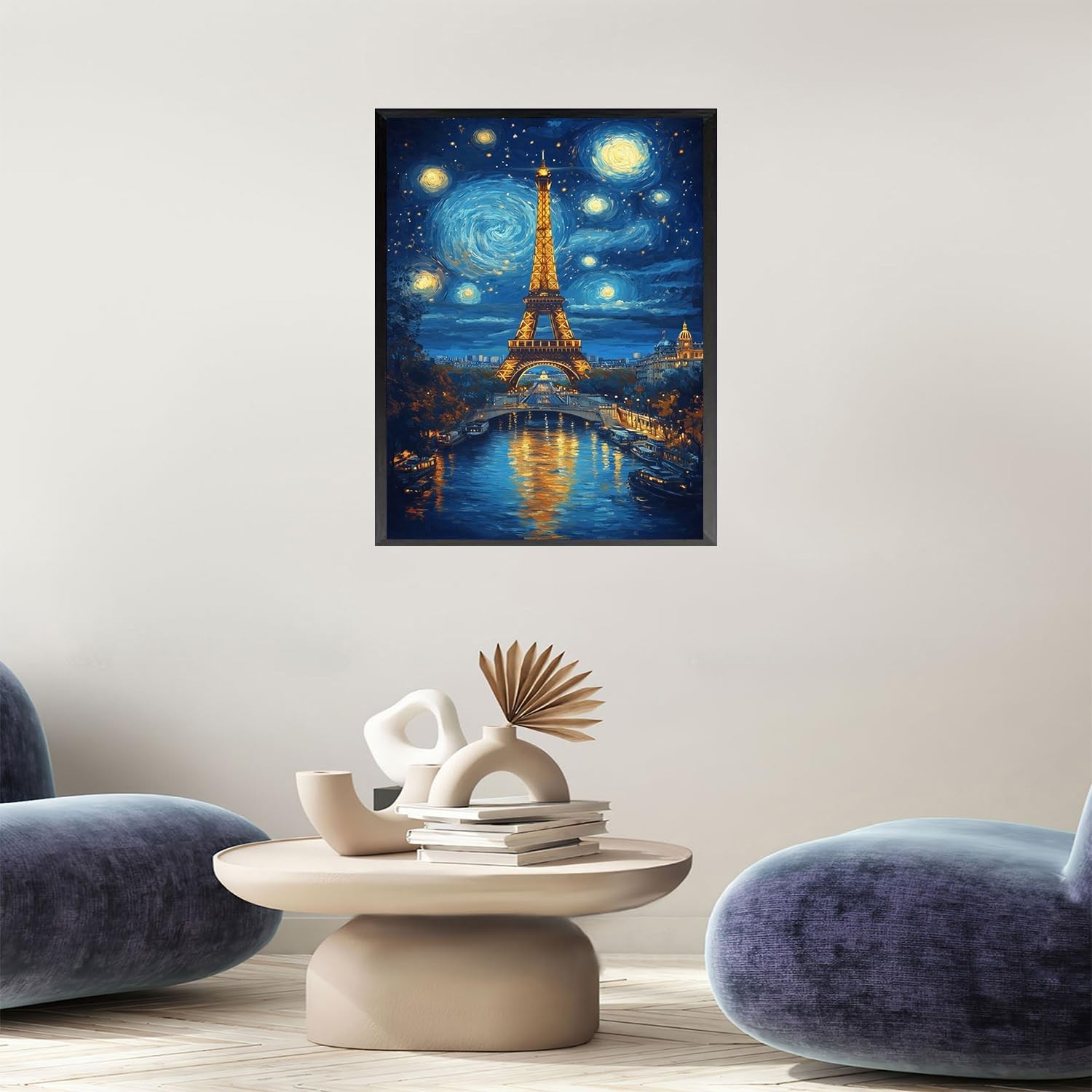 Eiffel Tower Diamond Art Kits for Adults,Starry Sky Round Full Drill 5D Diamond
