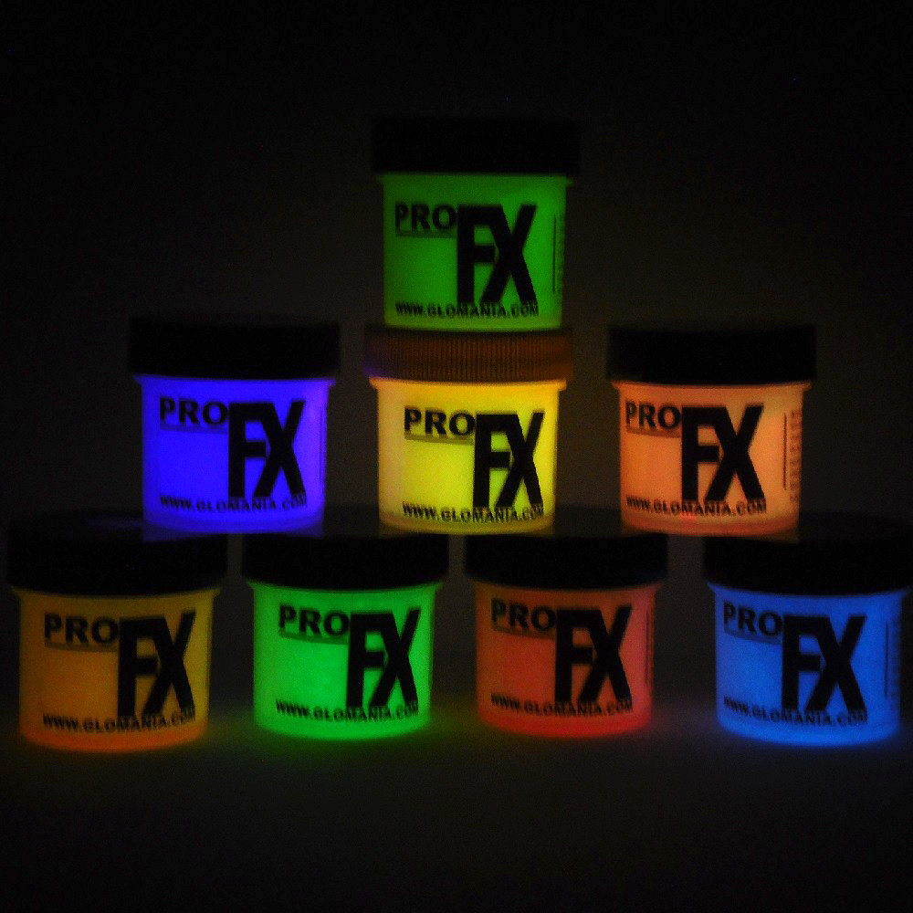 Glow in the DARK Daytime Visible & UV Reactive 2oz x 8 COLOR PAINT SET