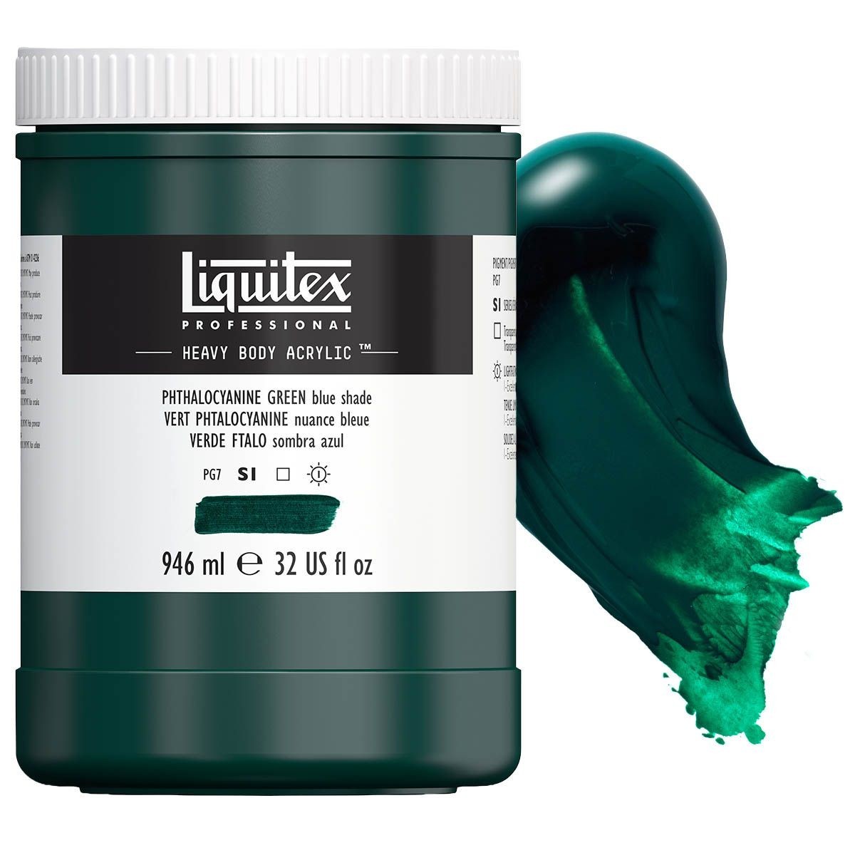 Liquitex Heavy Body Acrylic – Phthalocyanine Green (Blue Shade), 32oz Jar