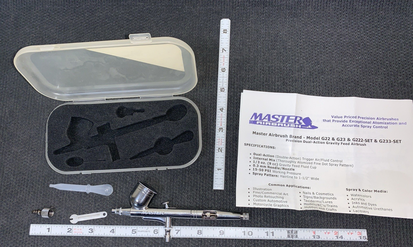Master Airbrush Model G23 Multi-Purpose Dual-Action Gravity Feed Airbrush Set Kt