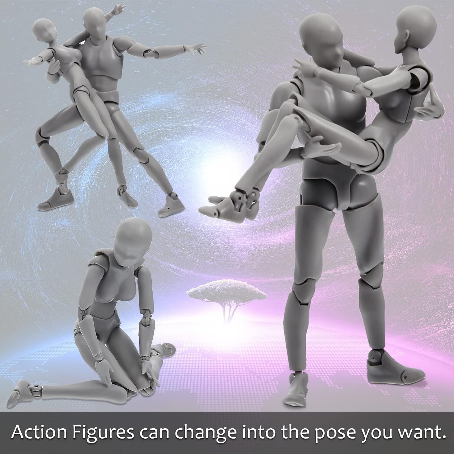 Figuras de acción de dibujo de PVC para artistas (gris)