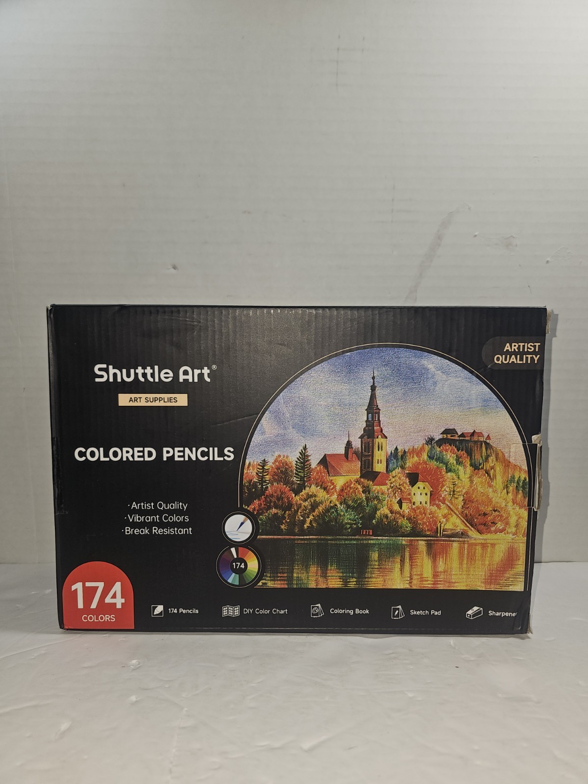 174 Colored Pencils, Shuttle Art Soft Core Coloring Sketch Pad Missing Sharpener