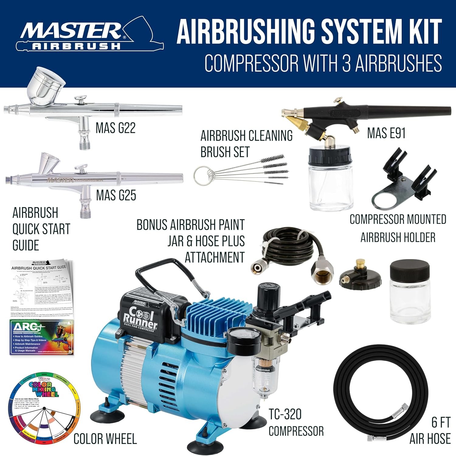 Airbrush Kit with Compressor Master Cool Runner II