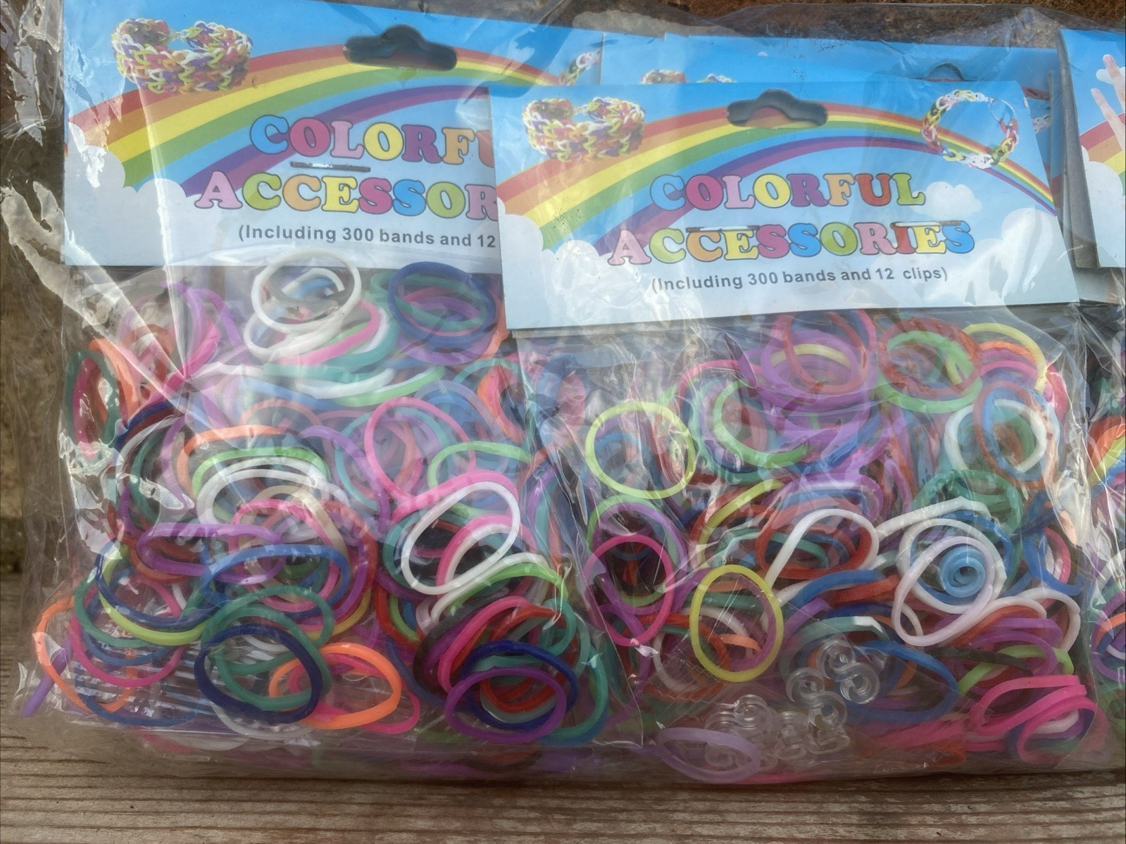 Colourful MIxed Loom Bands with Clips – 12 X 300 Multipack – New Sealed