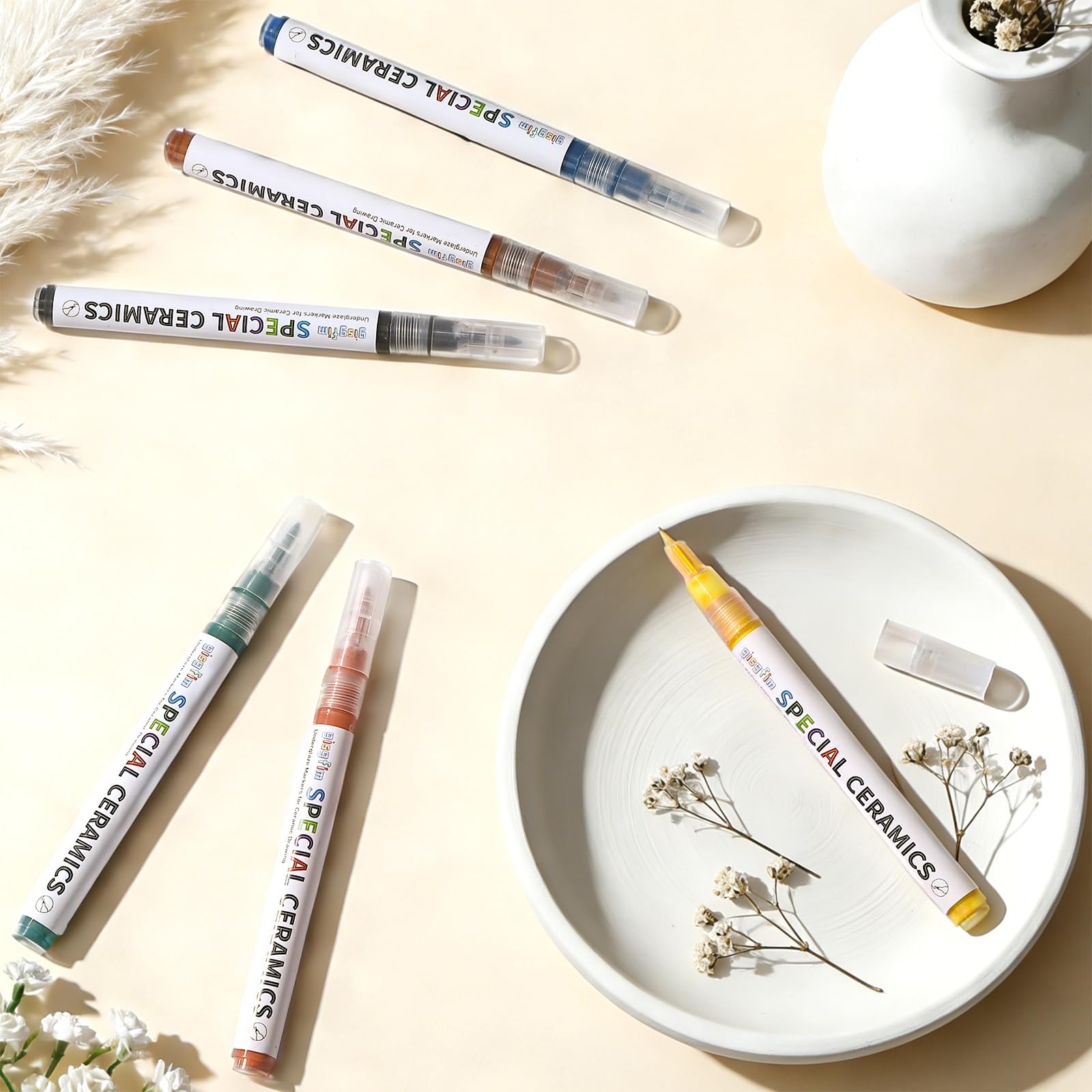6 Pcs Underglaze Colored Pen Sets for Ceramics Porcelain Pottery Diy