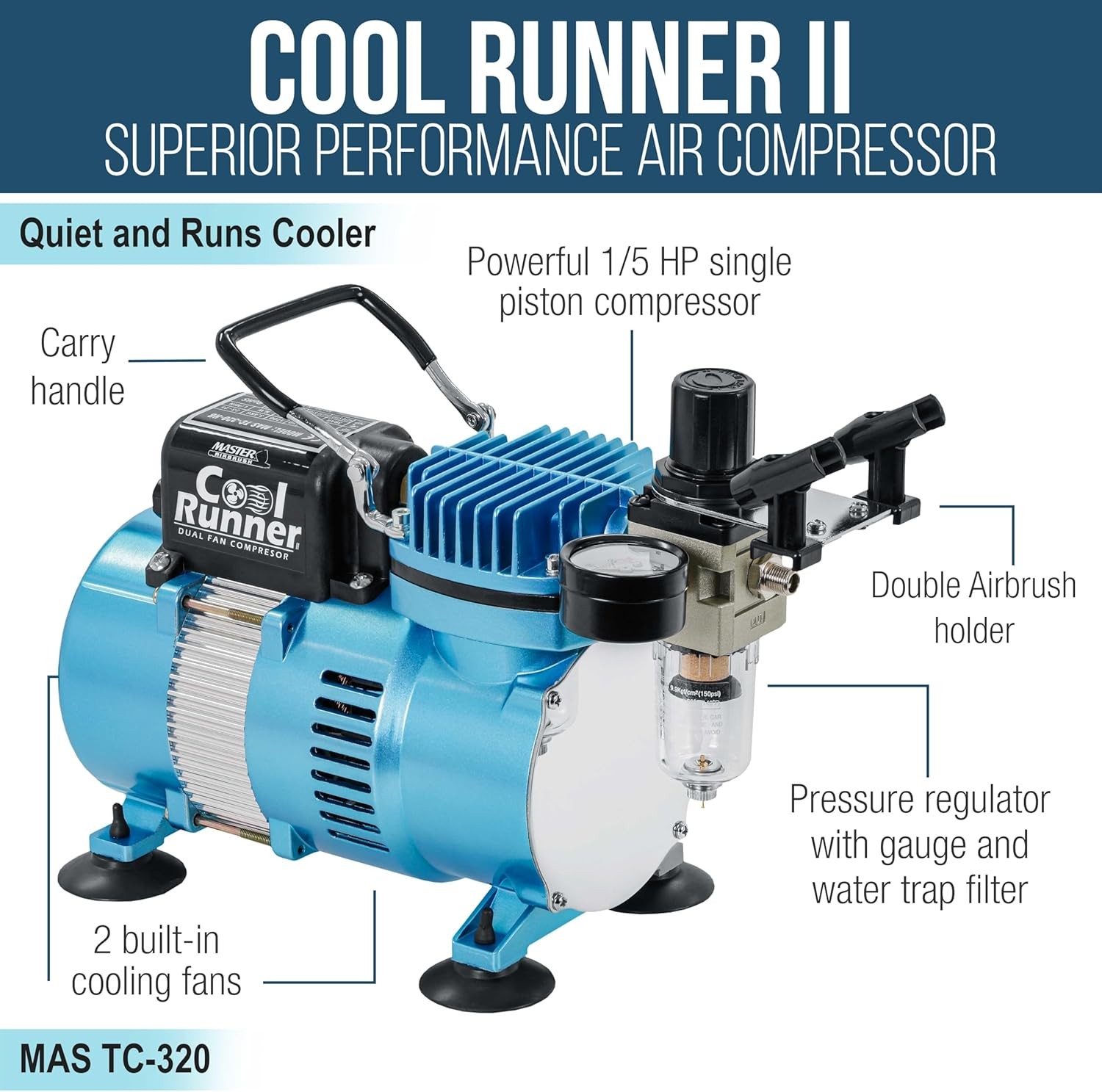 Airbrush Kit with Compressor Master Cool Runner II