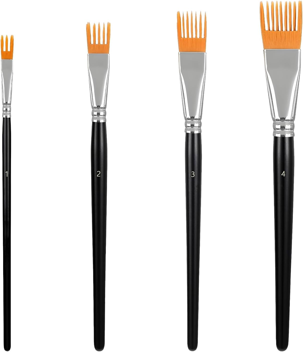 4Pcs Comb Artist Brush Set, Rake Brushes for Painting with Birch Wood Handle, Pa