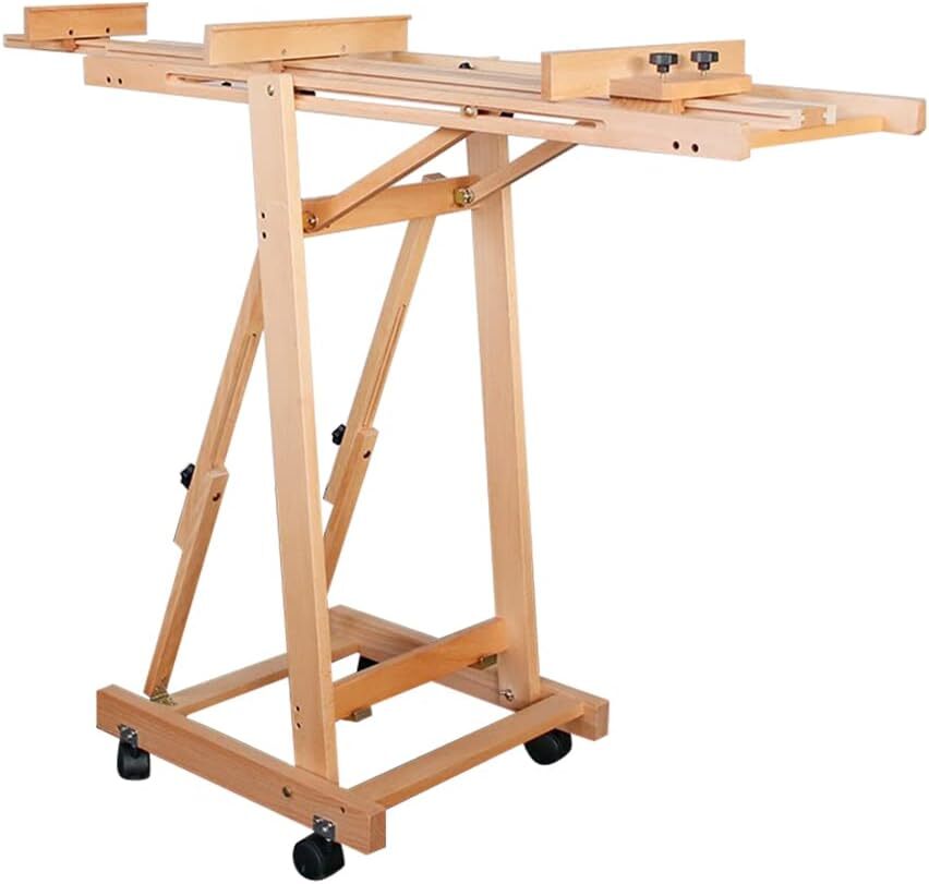 Painters H-Frame Wooden Easel Adjustable Artist Floor Easel Stand Up to 87in