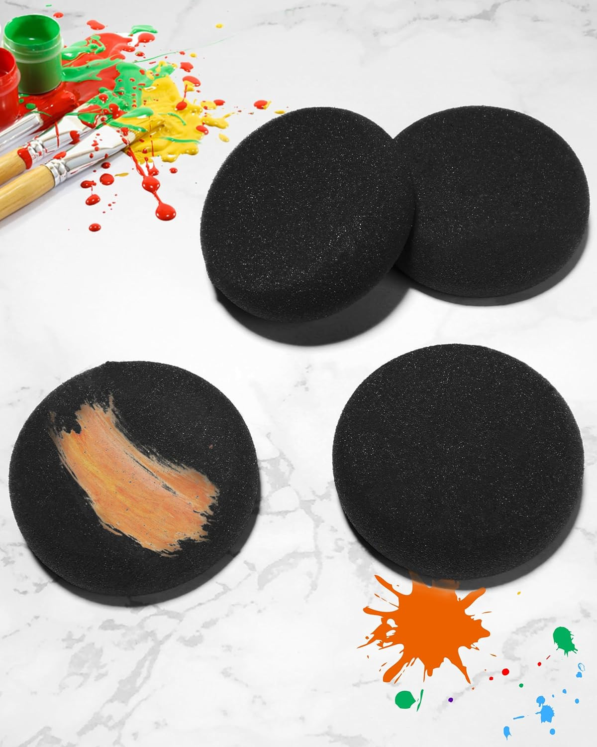 Round Sponges 12pcs 2.96inch Painting Sponges Synthetic Artist Sponges for Art C