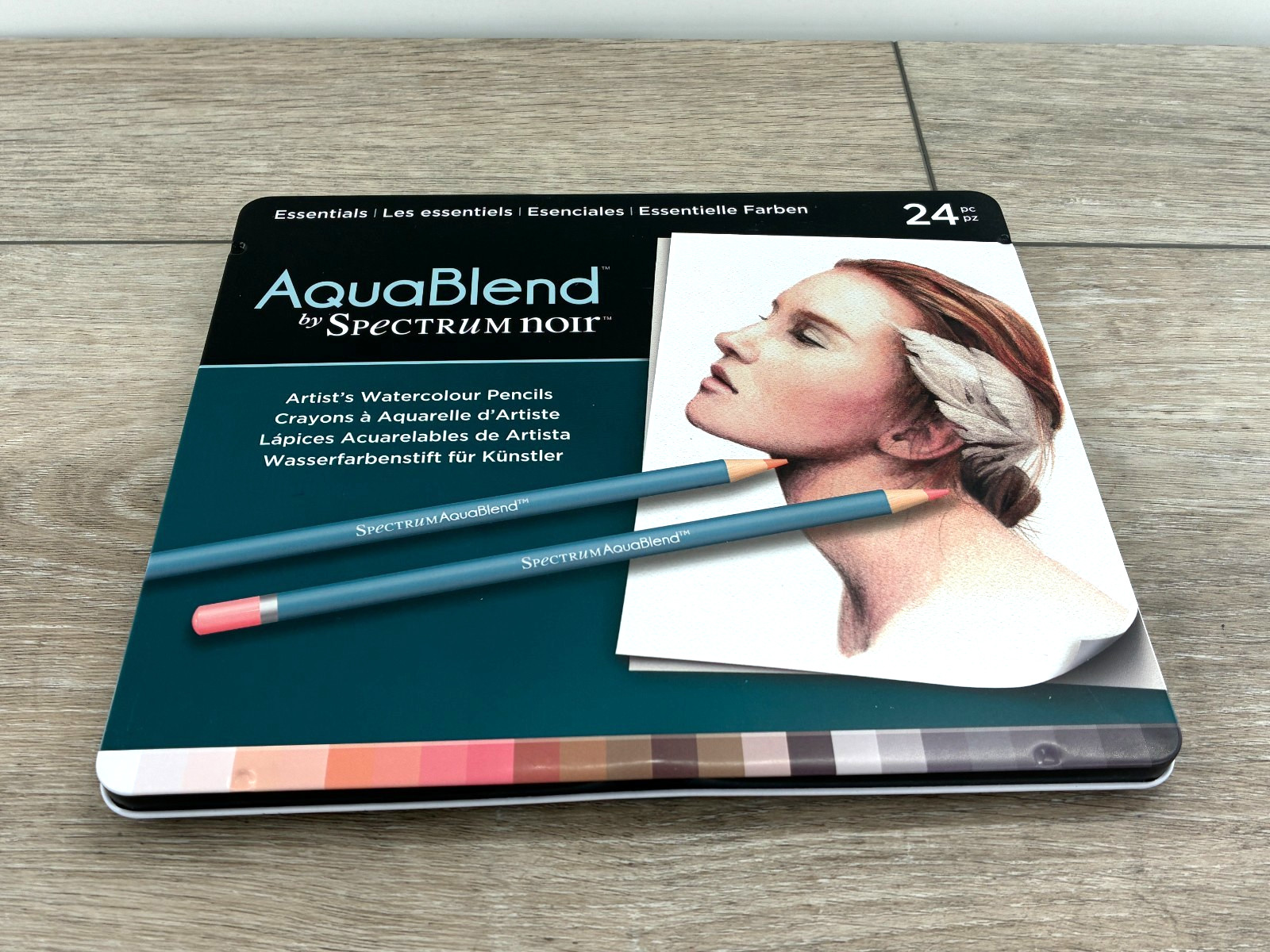 Spectrum Noir AquaBlend Artist Watercolor Pencils Essentials 24pc Craft Tin Box