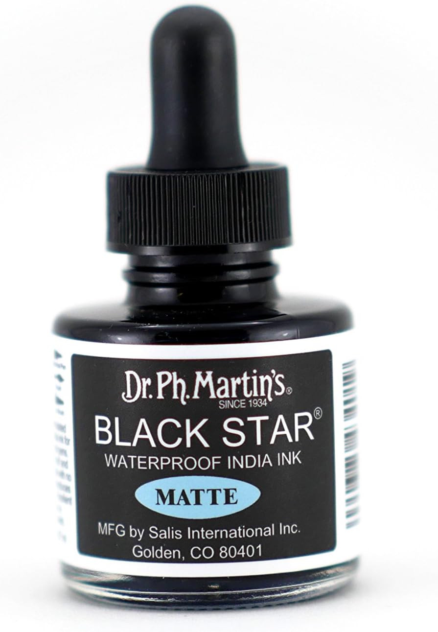 Star India Ink Bottle, 1.0 oz, Matte Black