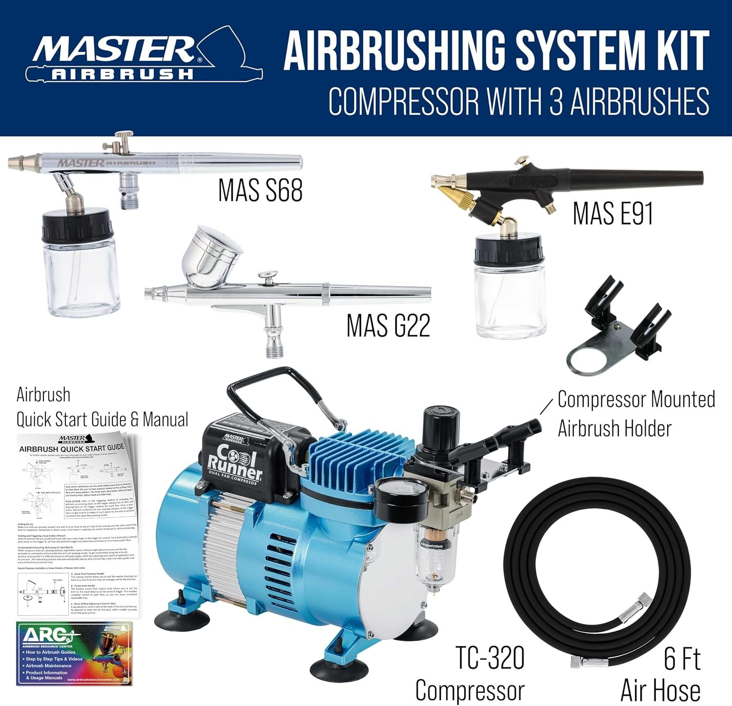 Master Airbrush Pro Master Multi-Purpose Airbrushing System ABD KIT-3AIR-20