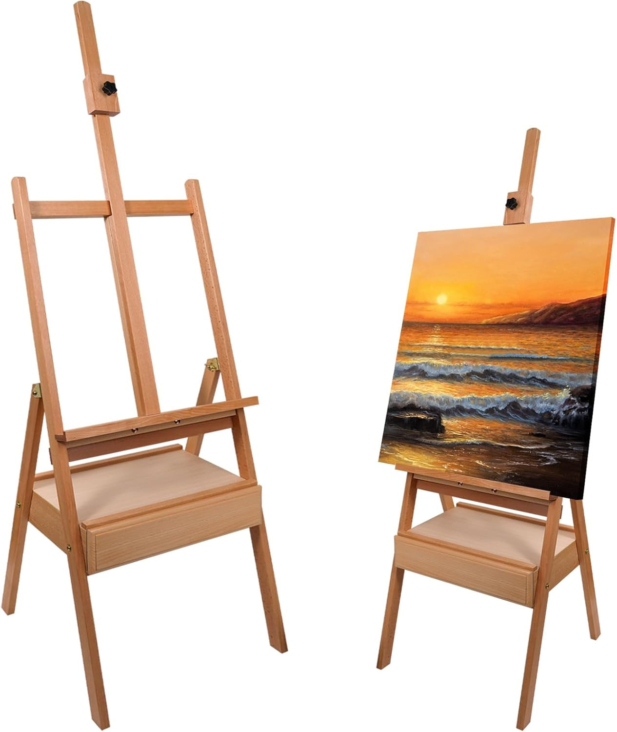 Studio H-Frame Easel with Storage, Mast Adjustable to 75″, Hold Canvas up to 41″