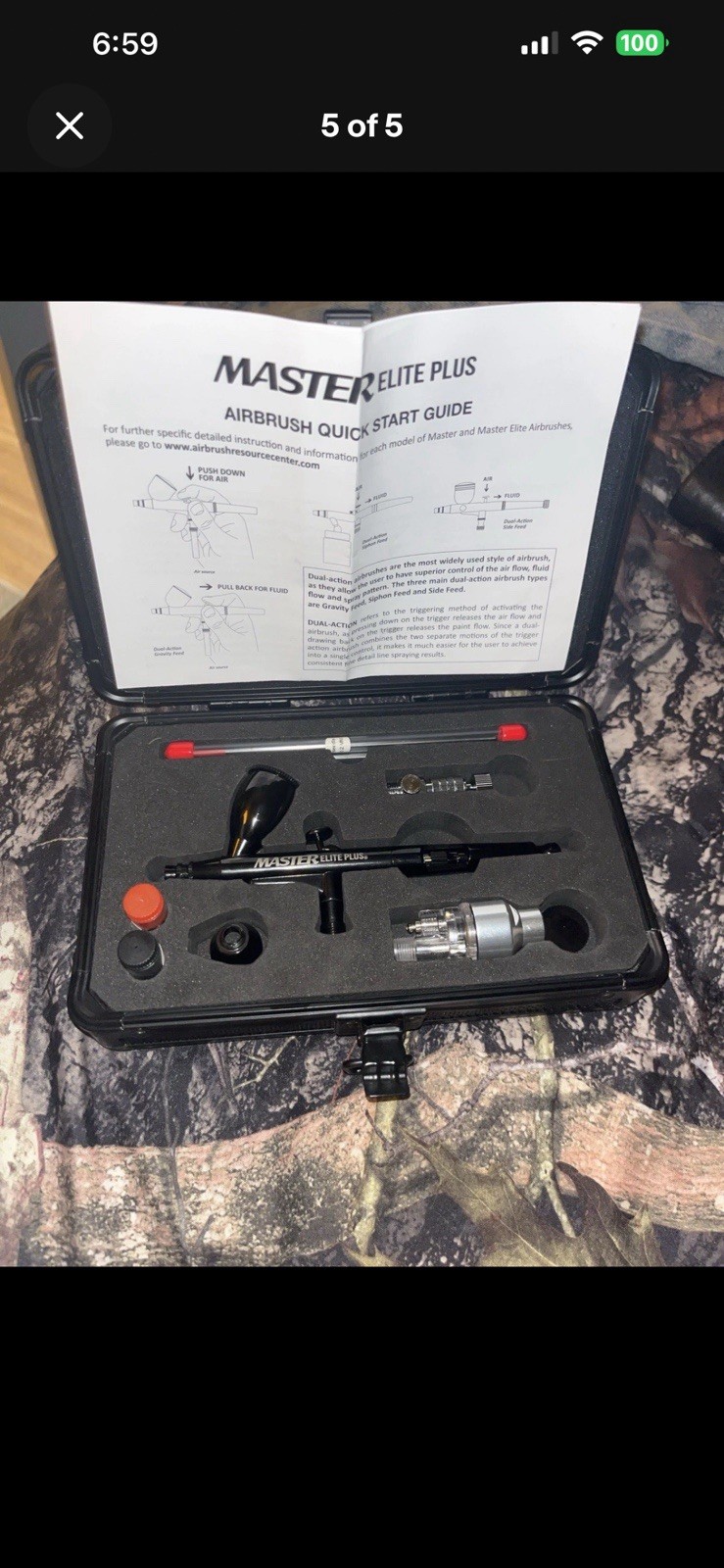 Master Elite Plus Ultimate Airbrush Set, Model 120, Dual-Action, 3 Tip Kit, Case