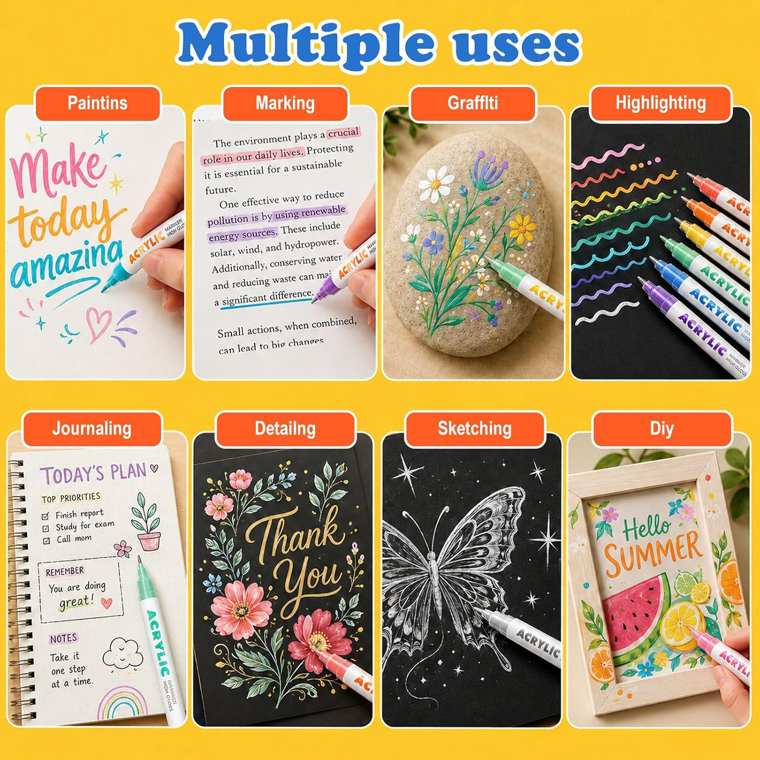Amamao 168 Colors Acrylic Gel Pens, Fine Tip Acrylic Pens for Rock Painting & Bl