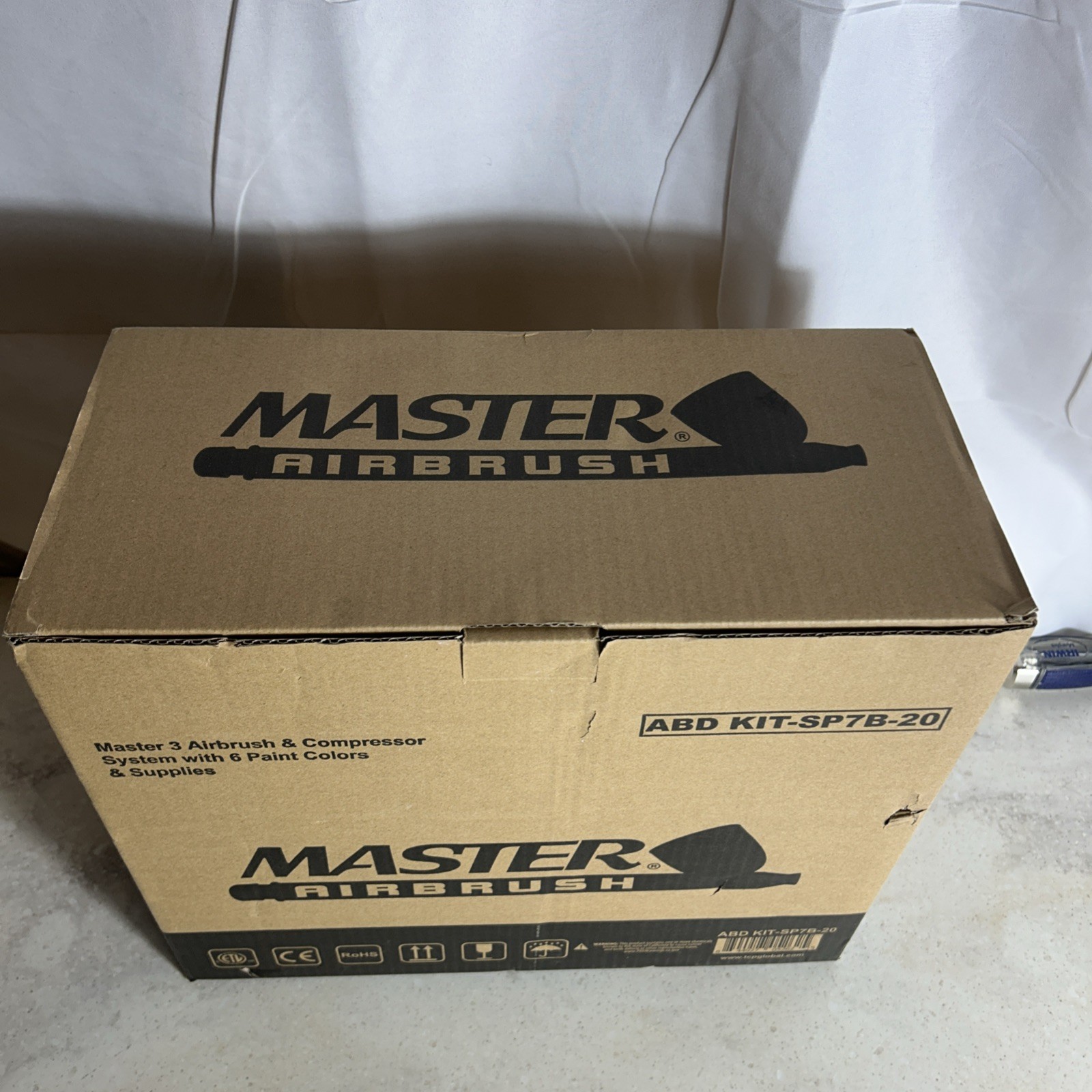 Master Airbrush Professional 3 System With Compressor and 6 Color Primary Paint