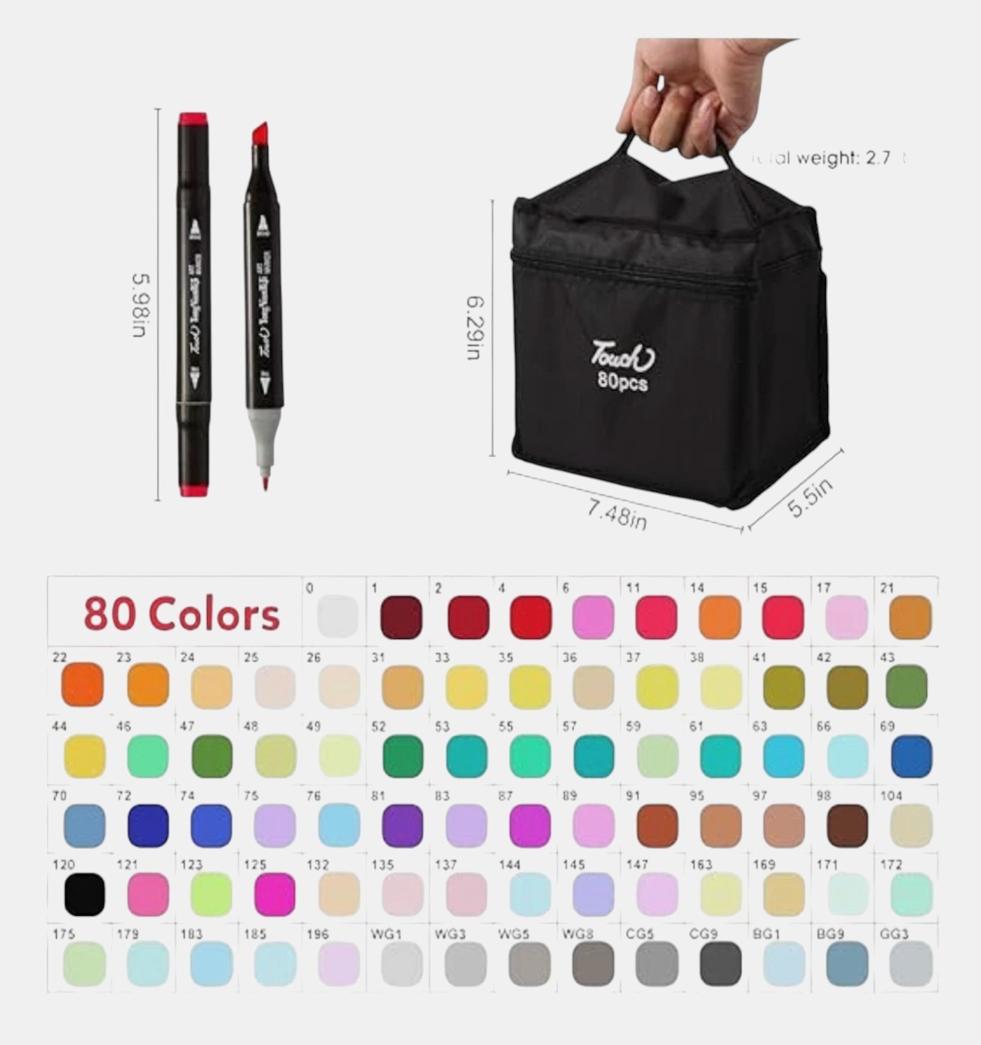 NEW 80 Colors Markers Graphic Drawing Painting Alcohol Art Dual Tip Sketch Pens