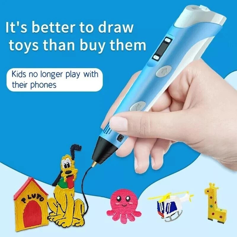 3D Printing Pen Set 3D Drawing Pen with Led Display 12 Color Filament Kid Gift