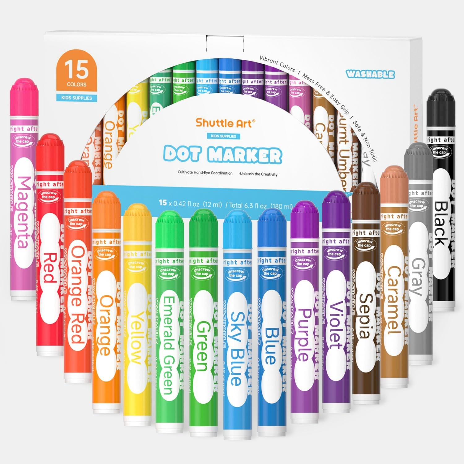Dot Markers, 15 Colors Washable Markers for Toddlers,Bingo Daubers Supplies K…