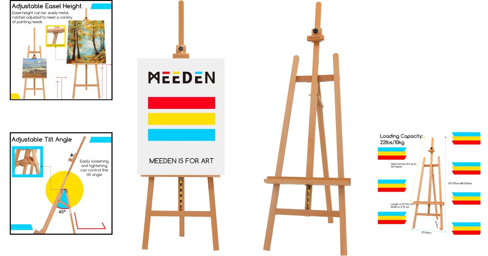 Solid Beech A-Frame Easel with Tilt Function – For Engaging Artistic Expression