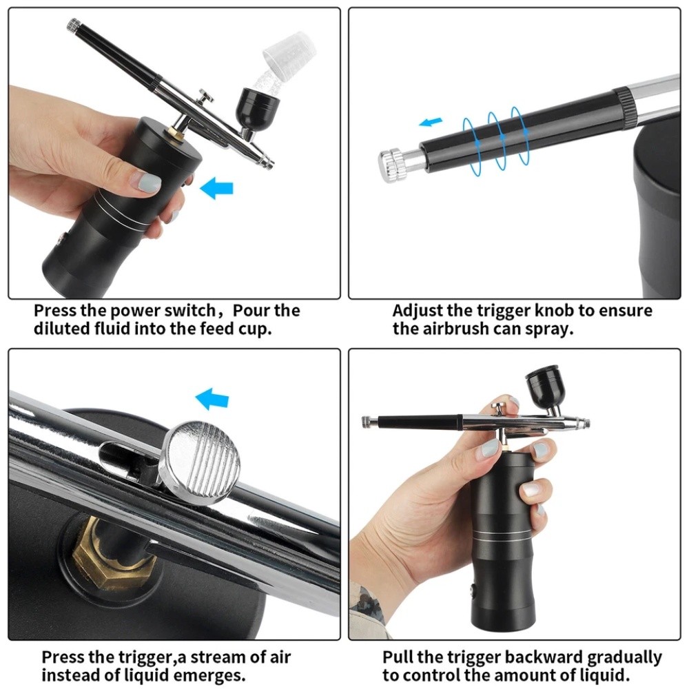 Portable Air Compressor Kit Airbrush Paint Spray Gun Nail Art Tattoo Airbrush US