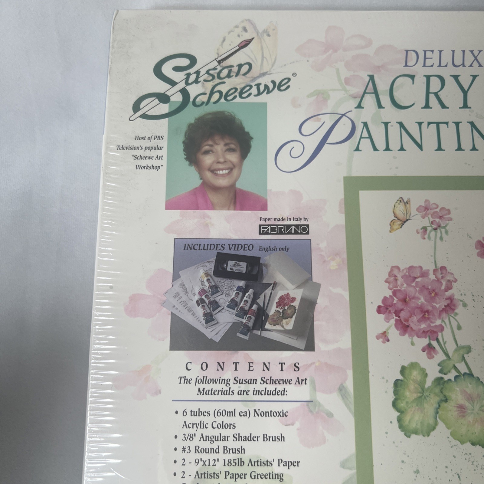 Vintage Susan Scheewe Deluxe Acrylic Painting Set Factory Sealed Geraniums