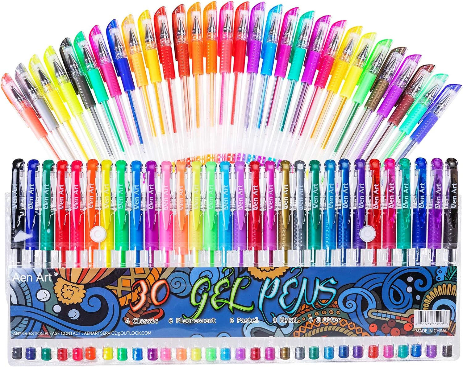 Gel Pens for Adult Coloring Books, 30 Colors Fine Point Gel Marker Pen with 40%