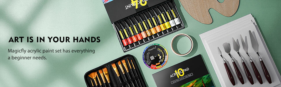 Acrylic Paint Set with Solid Beech Wood Easel Box,50 Piece Art Painting Set,