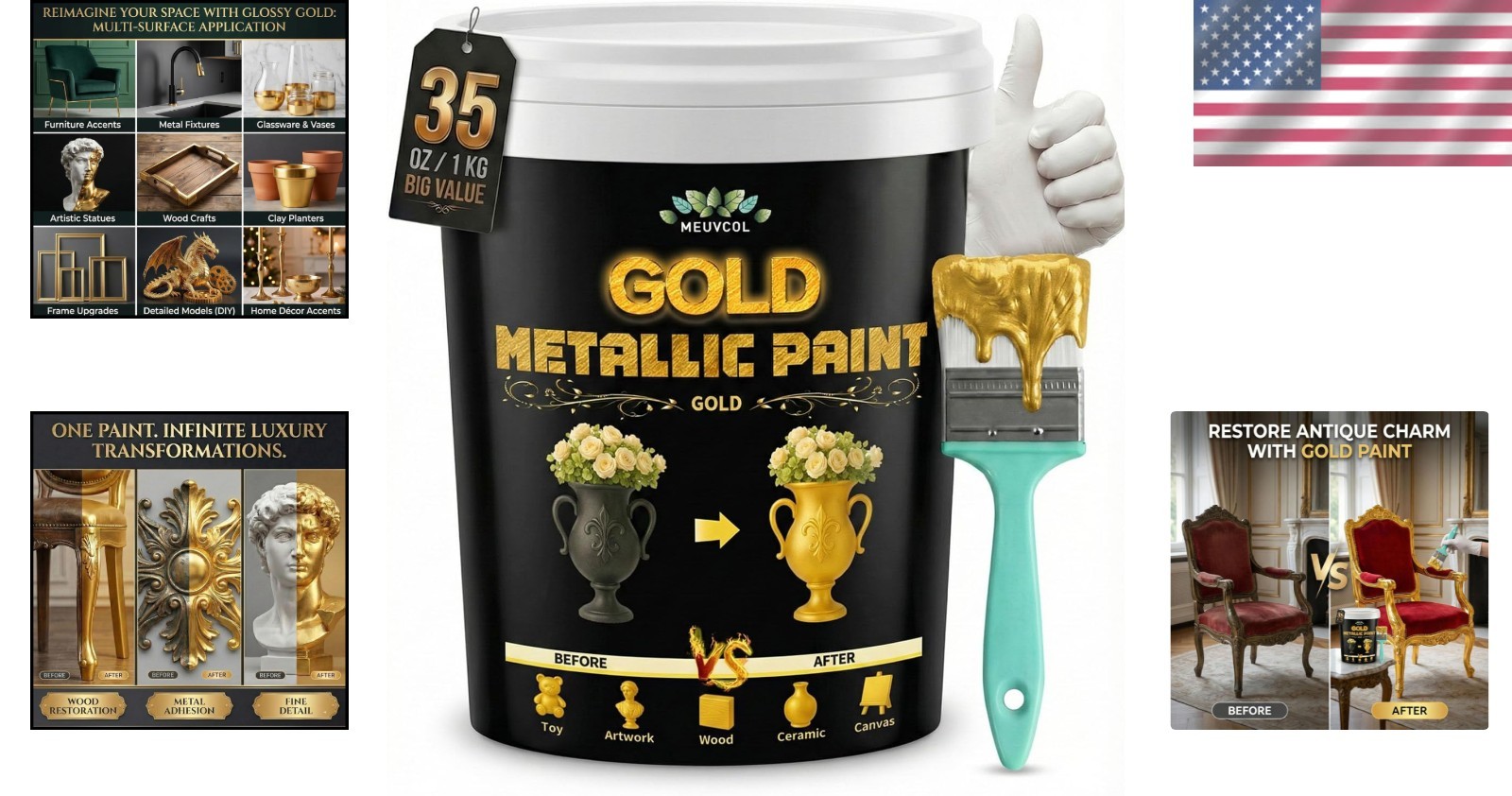 Versatile Gold Leaf Paint Alternative
