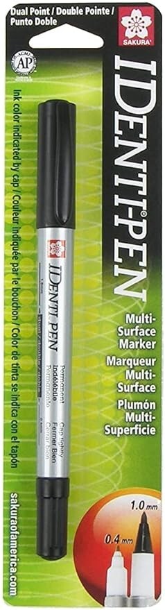 Sakura IDenti-Pen Permanent Dual-Point Pen-Black – 6 Pack
