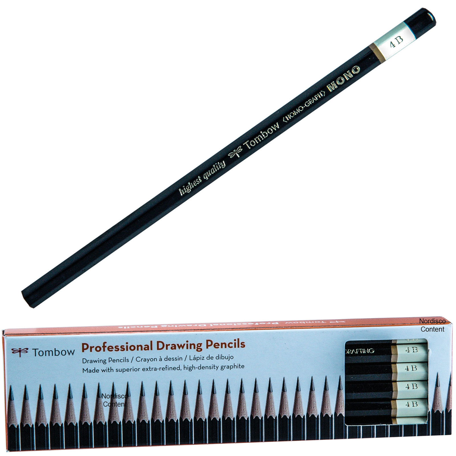 Tombow Mono 51505, 4B, Graphite Professional Drawing Pencils, Box of 12