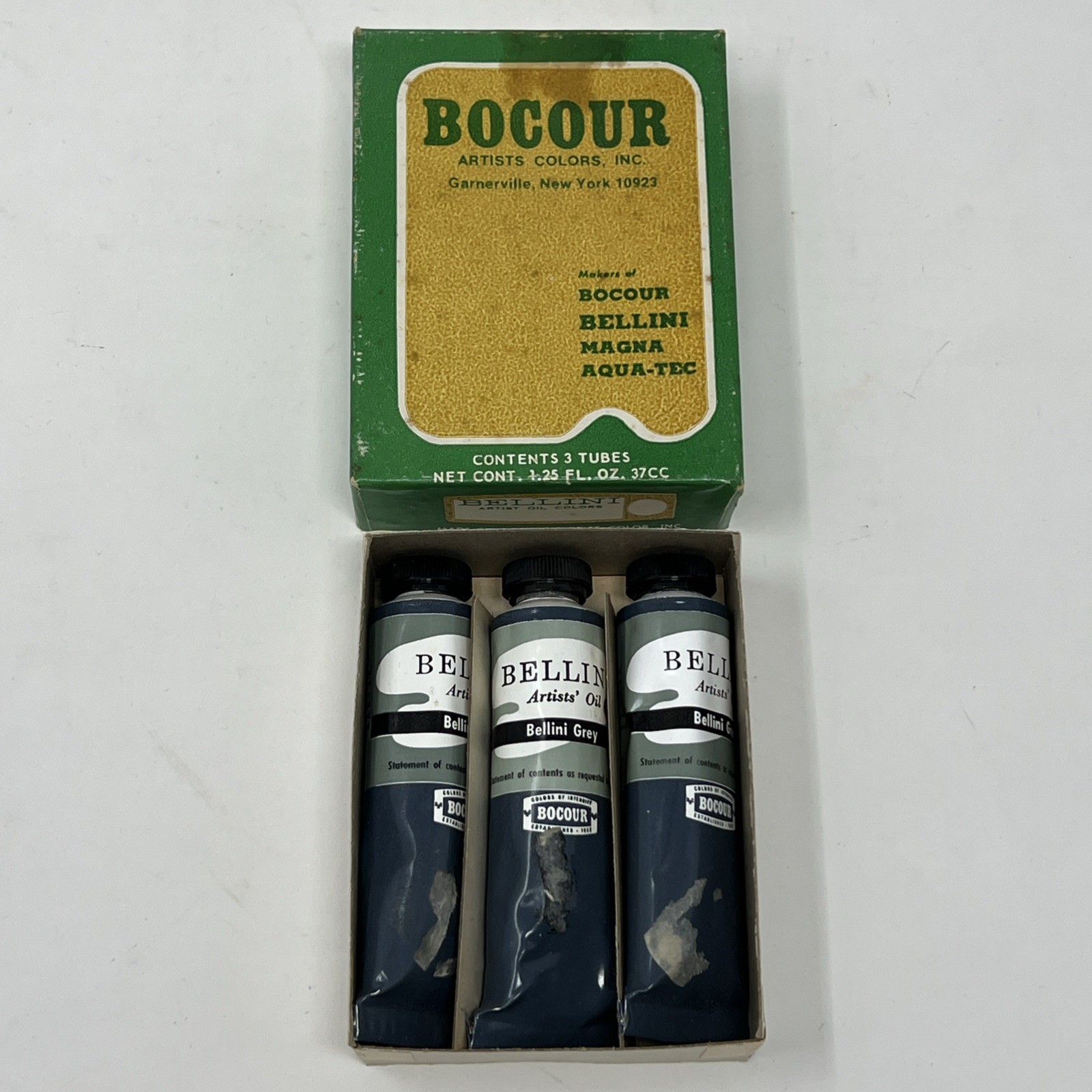 Vtg BELLINI Oil Paint Basic Set 3 Tubes Total In Original Box 1.25 Fl Oz Bottles