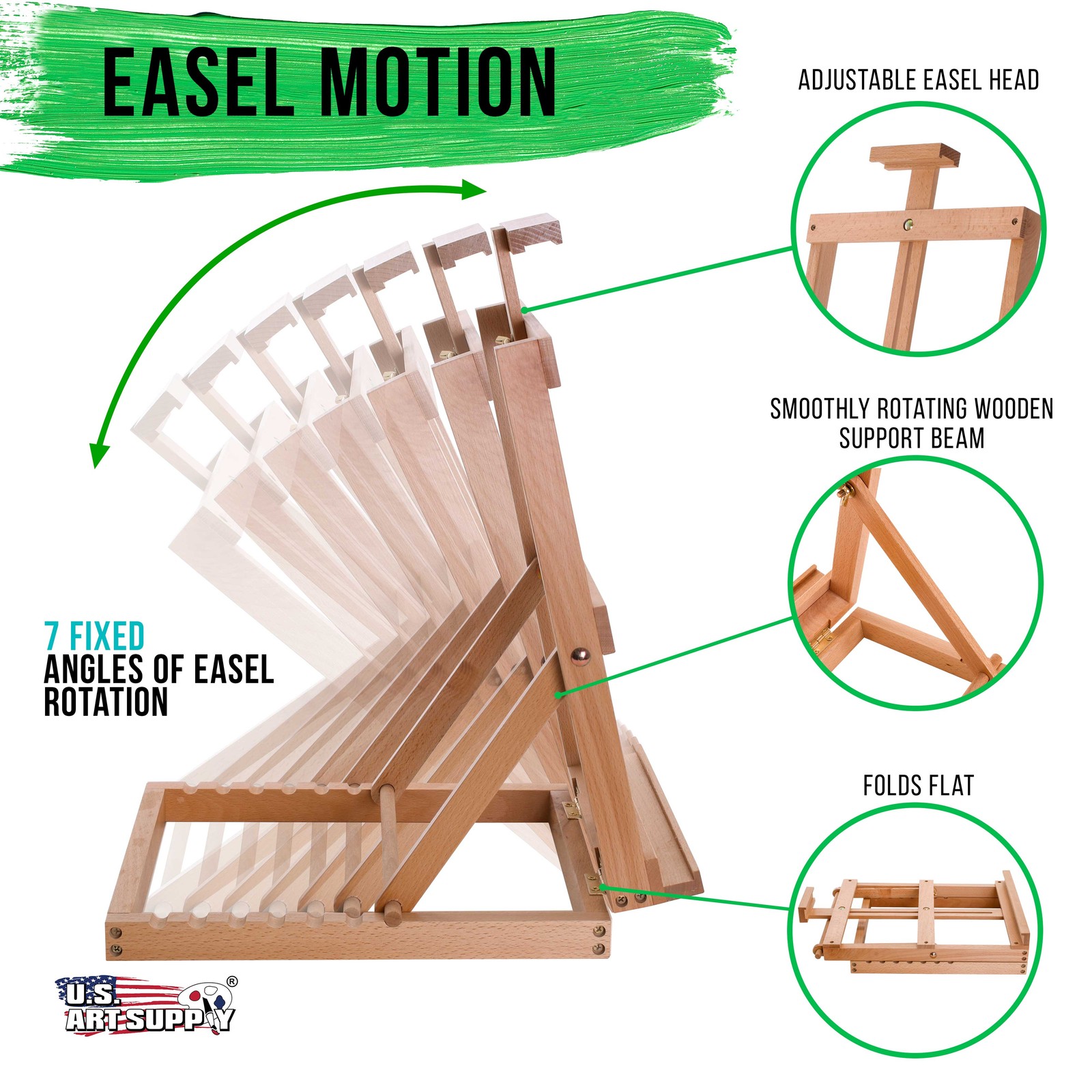 U.S. Art Supply Venice Heavy Duty Tabletop Wooden H-Frame Studio Easel – Artists