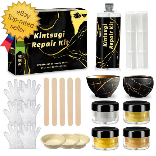 Kintsugi Repair Kit, Food Safe Gold & Silver Kintsugi Kit for Broken Ceramics, G