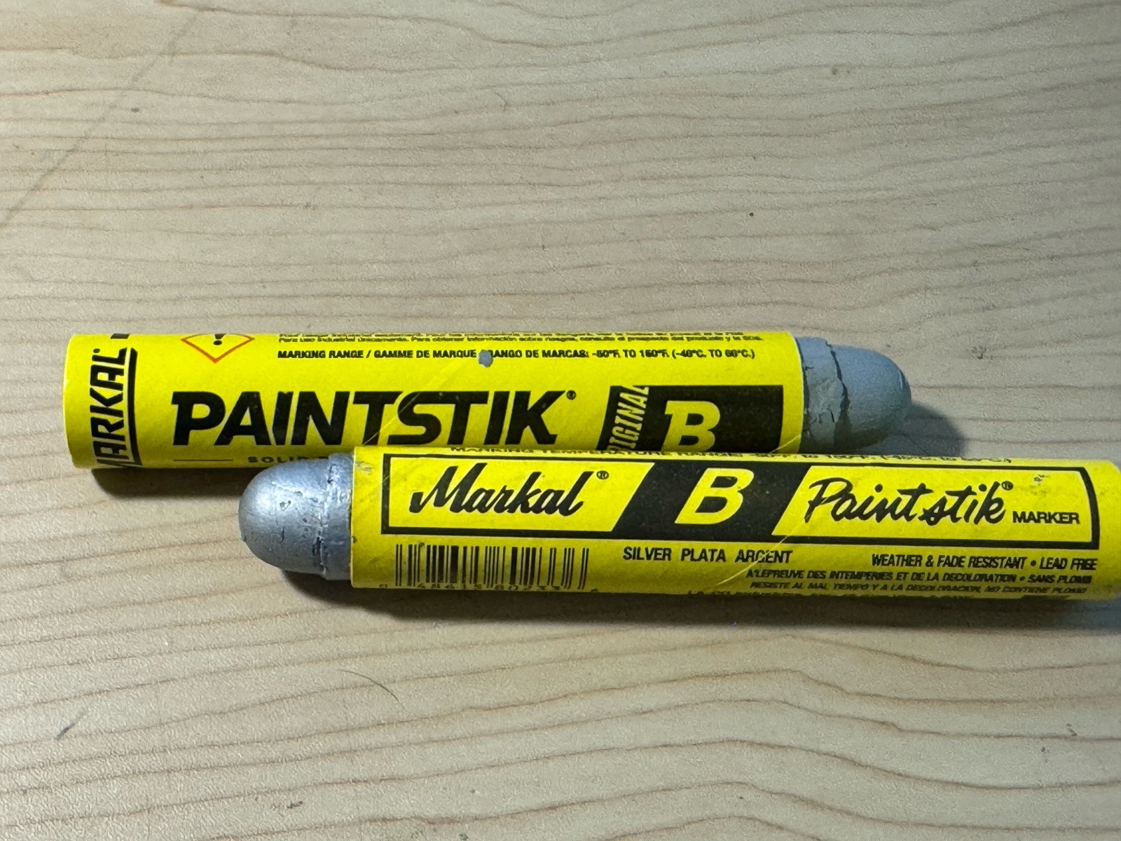 2 Markal B Paintstik Solid Paint Markers For All Surfaces: Grey & Metalic Silver
