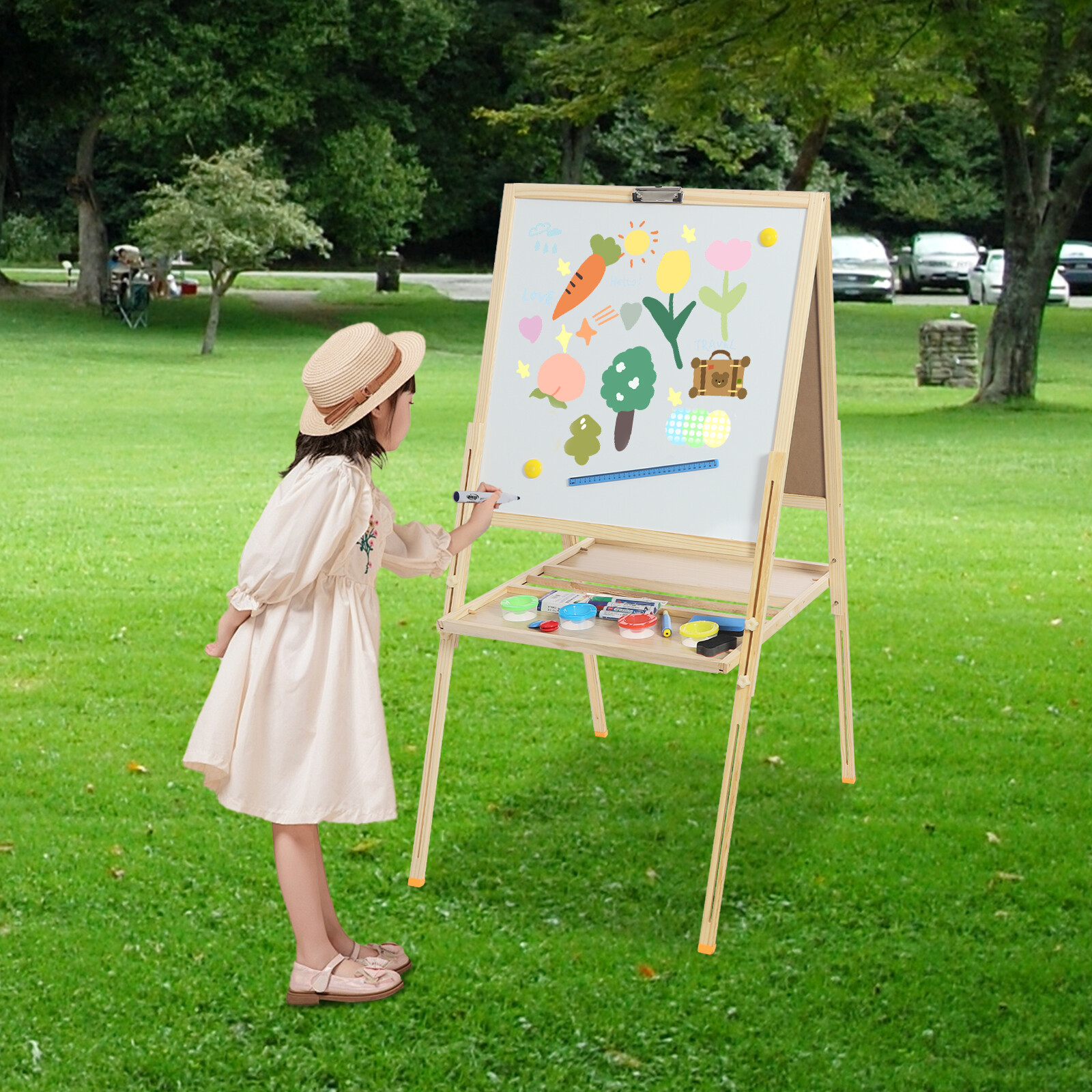 Wooden Art Easel Studio H-Frame Easel Holds Canvas Beechwood Artists Easel